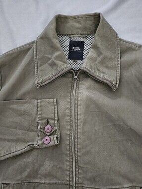 G-Star Men's Canvas Workwear Utility Jacket Distressed Washed Olive Khaki Large